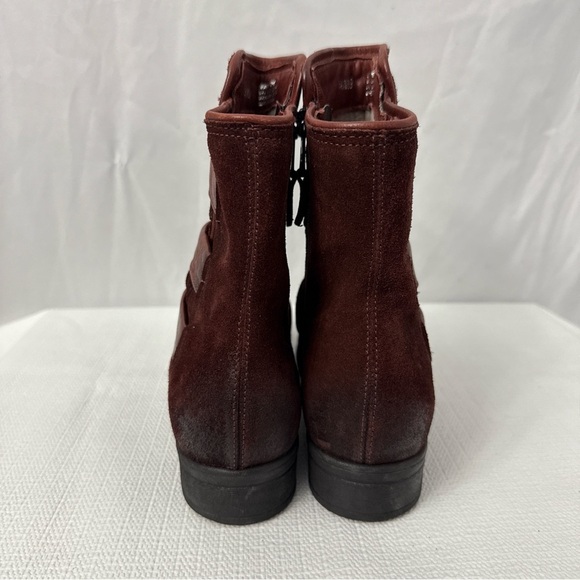 Miz Mooz Leather Ankle Boots Triple Strap Merlot Red - Picture 4 of 12